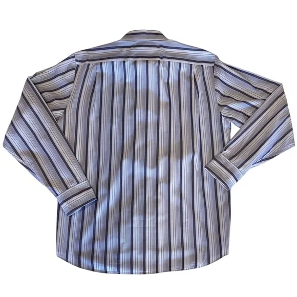 Faconnable Mens Club Shirt Cotton Blue & White Striped Button Up France ~ Size L - Picture 4 of 6